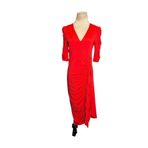 Hale Bob Poppy Red Ferrah Draped Dress size Medium - Picture 1 of 16
